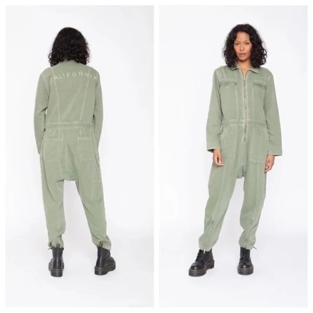 Sandrine Rose Coveralls Denim Jumpsuit California Size XS Army Green NWT